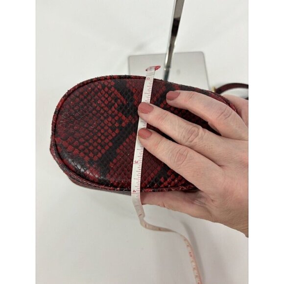 Michael Kors Frankie Crossbody Bag Red Black Snakeskin Print Small Pouch Bucket - Picture 8 of 14